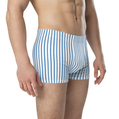 Blue and white striped boxers for men