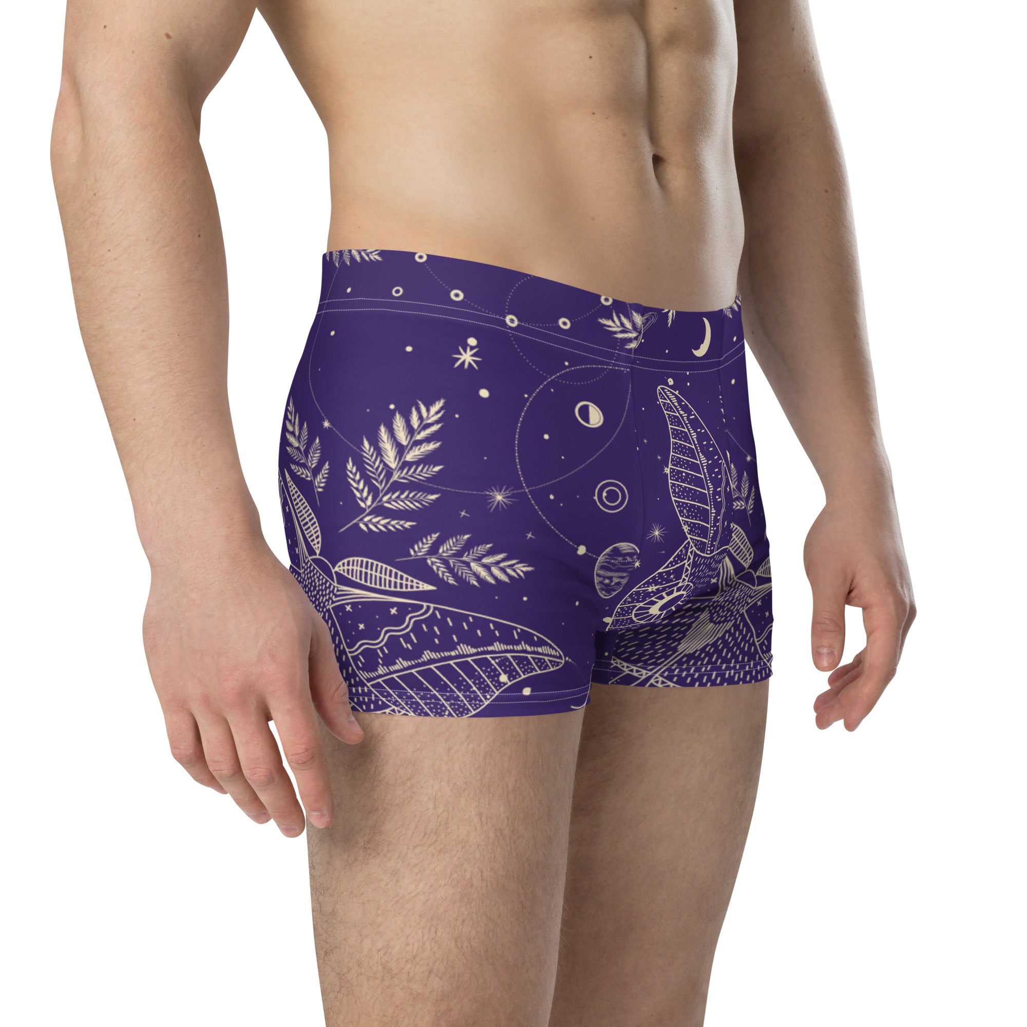 Purple graphic print boxer briefs for men