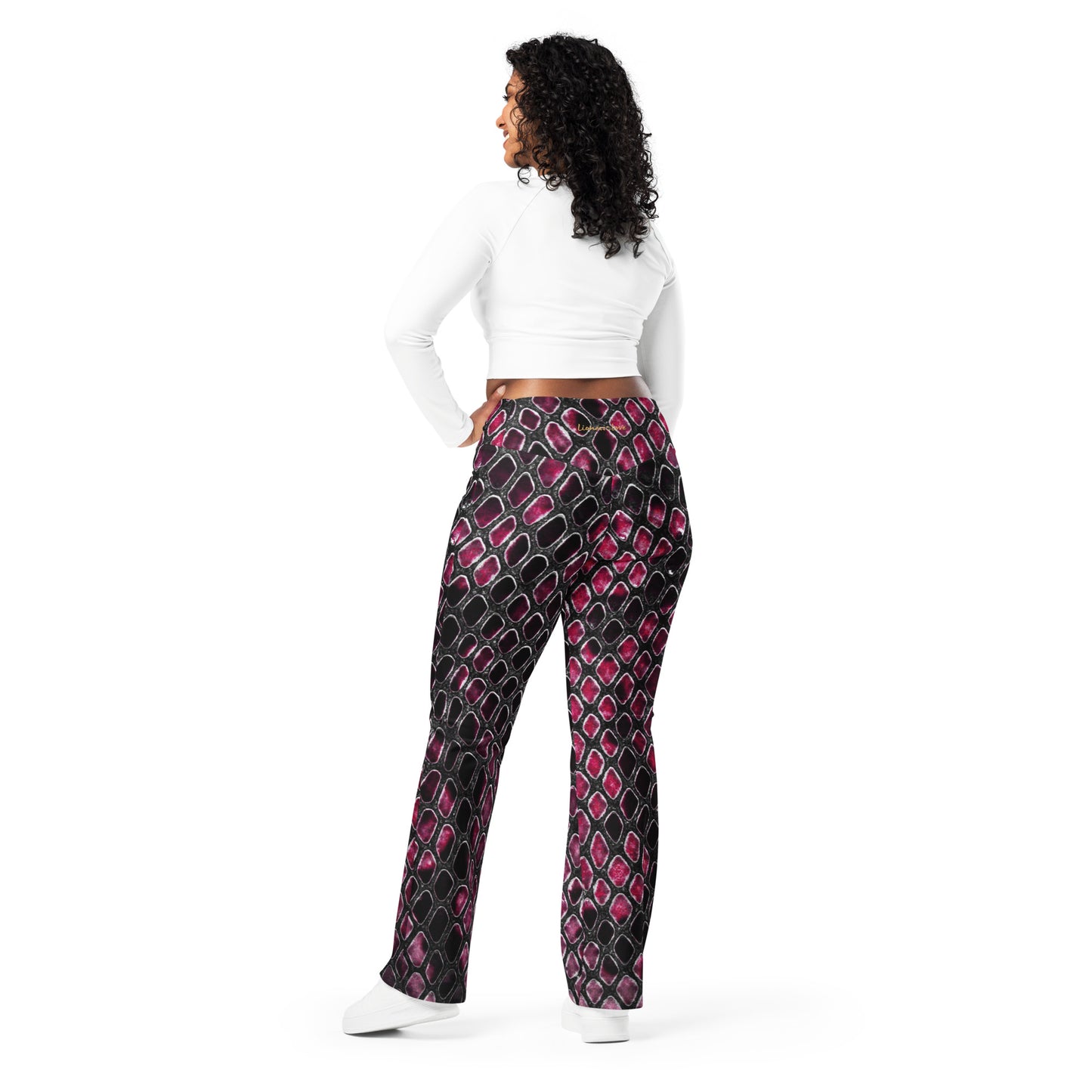 Reptile Skin Print Flare Leggings, lioness-love