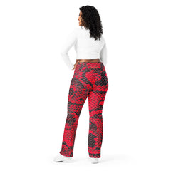 Trendy Red Snakeskin Flare Leggings, lioness-love