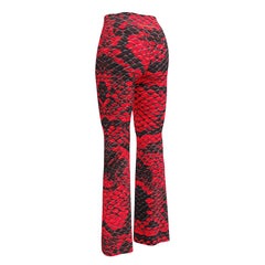 Trendy Red Snakeskin Flare Leggings, lioness-love