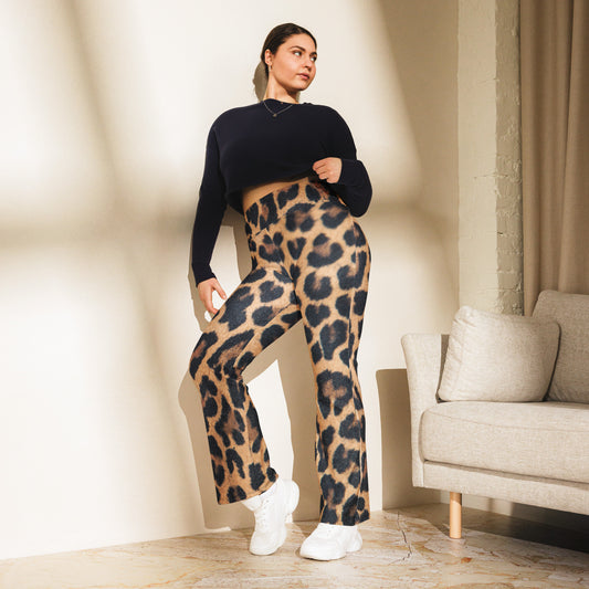 Wild Elegance Leopard Flare Leggings – Bold, Chic & Comfy
