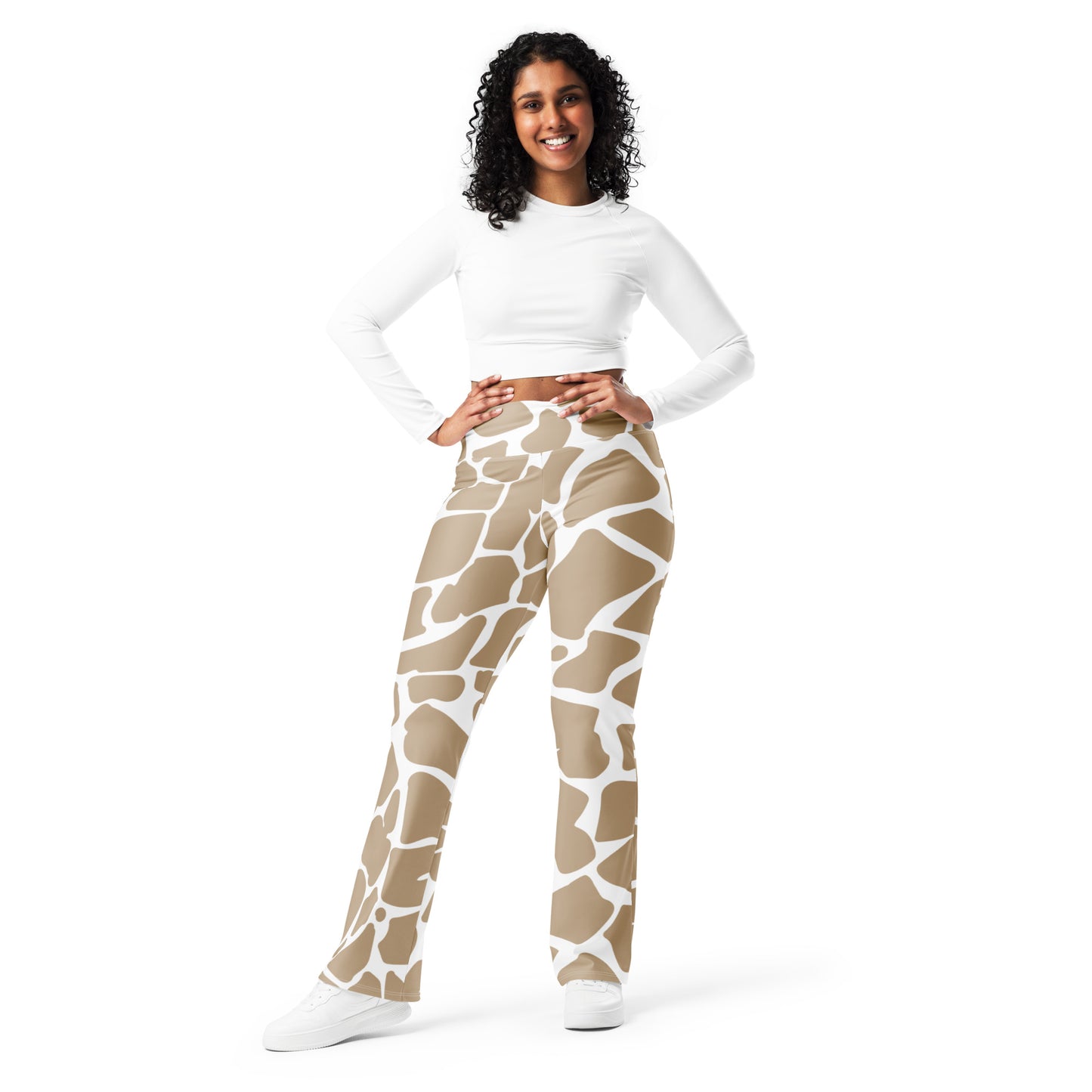 Women’s Leggings Giraffe Print Flare Leg, lioness-love