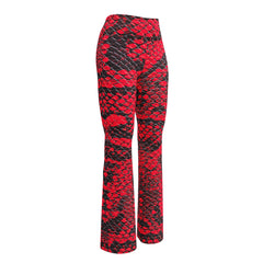 Trendy Red Snakeskin Flare Leggings, lioness-love