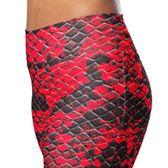 Trendy Red Snakeskin Flare Leggings, lioness-love