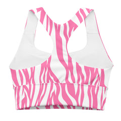 Elevate your workout with our pink zebra print longline sports bra. 