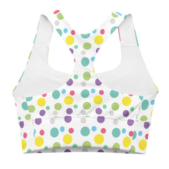 Cheerful Polka Dots Longline Sports Bra | Fitness Bra, lioness-love