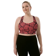 Elevate your workout with our red black longline sports bra. 