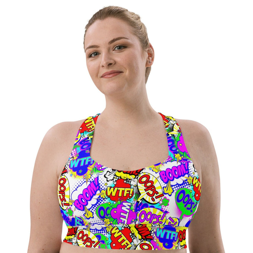 Comic Book Sports Bra Retro Cartoon Style