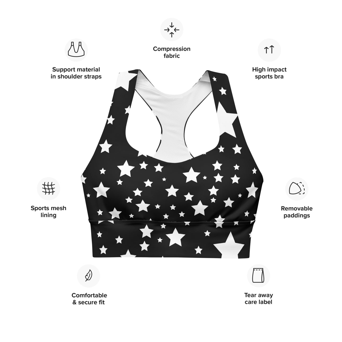 Longline Stars Dual Sports Bra