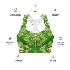 Trendy Activewear Gold and Green Longline Sports Bra