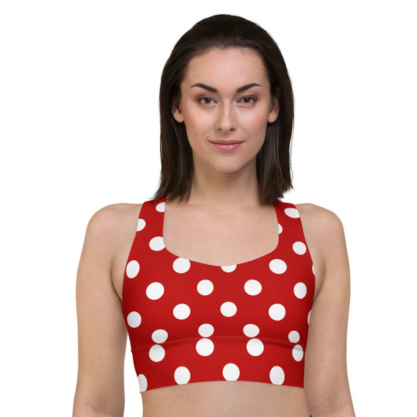 Classic Red and White Polka Dots Sports Bra | Racerback Bra, lioness-love