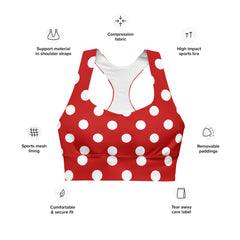 Classic Red and White Polka Dots Sports Bra | Racerback Bra, lioness-love