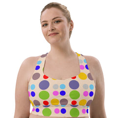 Vintage Polka Dots Sports Bra | Women Polka Dot Sports Bra, lioness-love