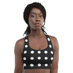 Classic Black and White Polka Dots Sports Bra | Yoga Bra, lioness-love