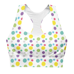 Cheerful Polka Dots Longline Sports Bra | Fitness Bra, lioness-love