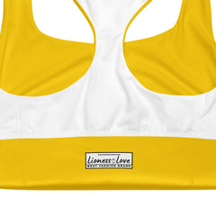 Women’s Longline Yellow Sports Bra, lioness-love