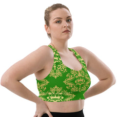 Trendy Activewear Gold and Green Longline Sports Bra