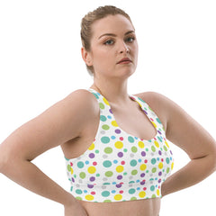 Cheerful Polka Dots Longline Sports Bra | Fitness Bra, lioness-love