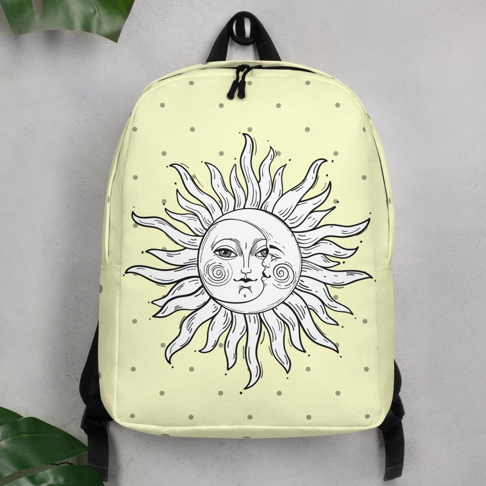 Minimalist Backpack Celestial Moon, Sun and Polka dots
