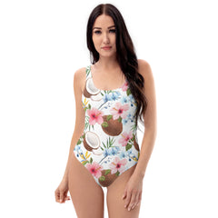 Tropical-art design swimsuit for women