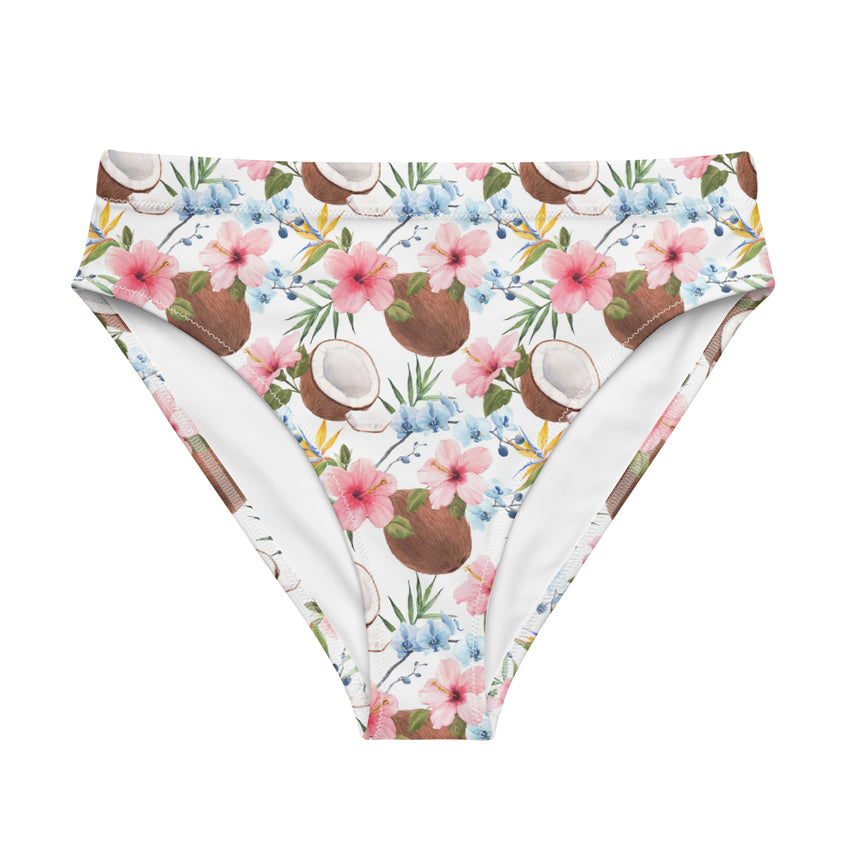 Coconut & Floral Print Bikini Bottom for Women, the epitome of tropical elegance.