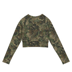Camouflage print full-sleeve women crop tee