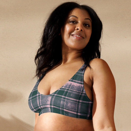 Fashion-forward plaid bikini top for women's