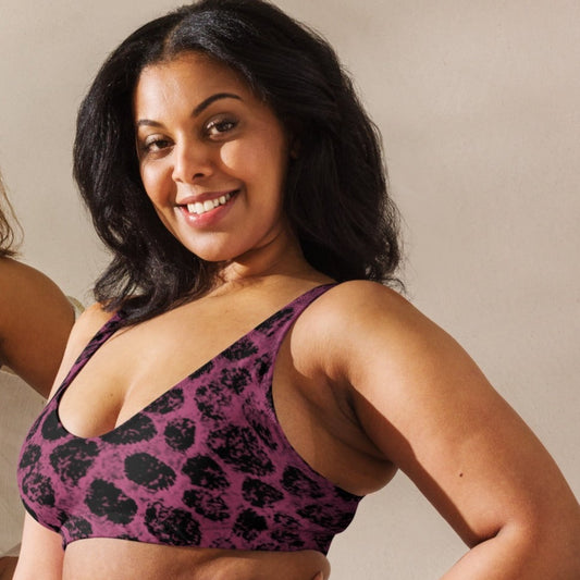 Bold and fashionable purple leopard print bikini top