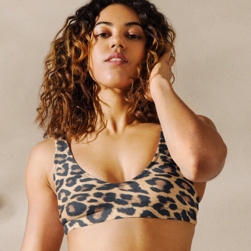 Leopard print bandeau bikini top for ladies