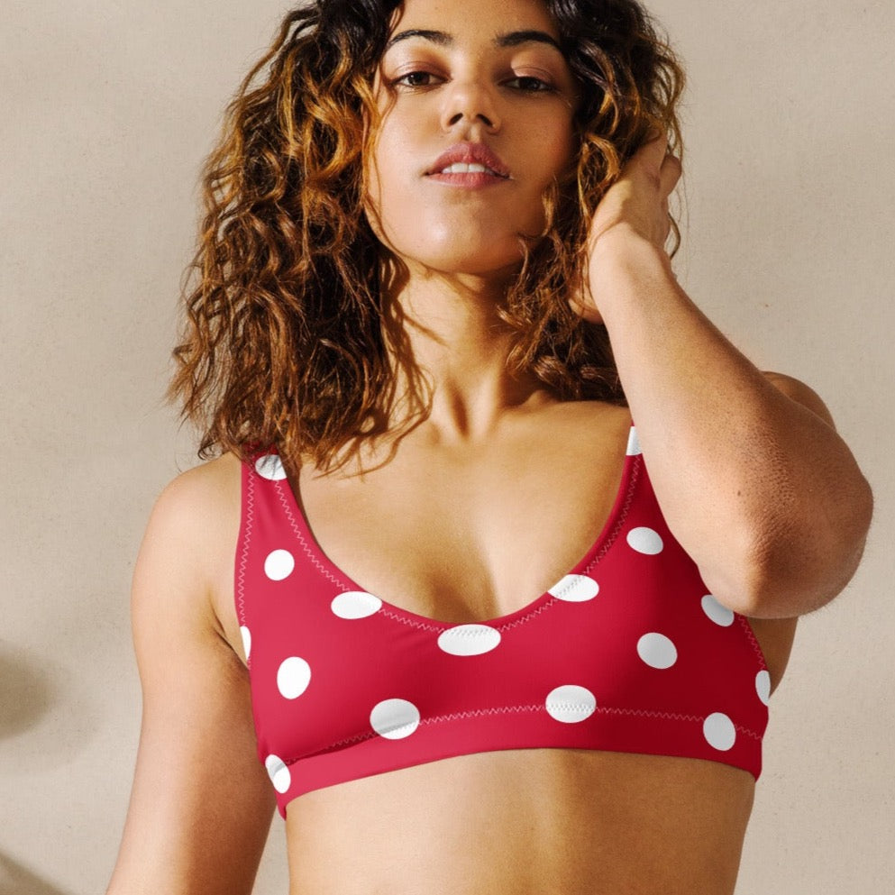 High-quality polka dot bikini top for women