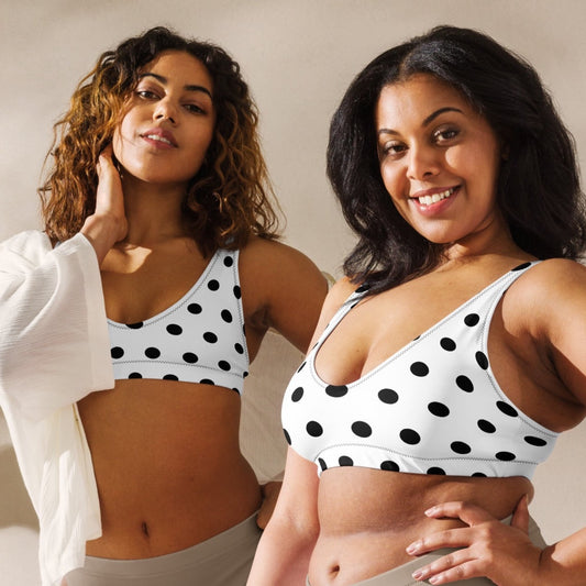 Stylish black polka dot bikini top