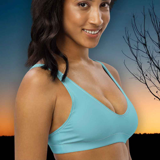 Comfortable and supportive blue bikini top