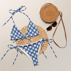 "Oceanic Elegance: Blue Polka Dots String Bikini", lioness-love