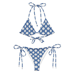 Blue Oceanic Polka Dots String Bikini, lioness-love