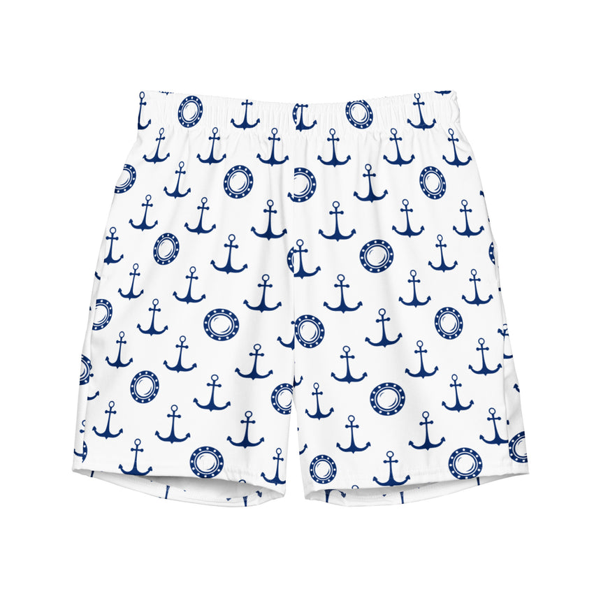 Nautical anchor pattern swim trunks for men