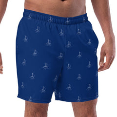 Sailboat print swim trunk for men with a comfortable fit