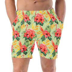Stylish floral green swim trunks for men