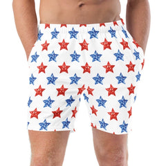 Durable men's swimwear trunk with star print