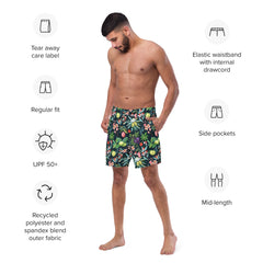 Tropical prints swim trunks for men