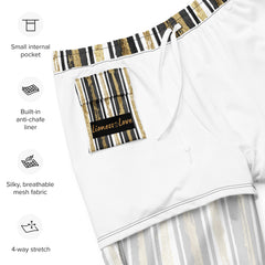 Black & gold stripe swim trunks for men