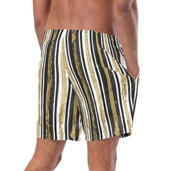 Black & gold stripe swim trunks for men
