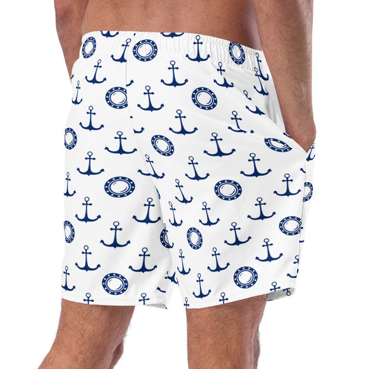 Beach-ready swim trunks with a nautical-inspired design