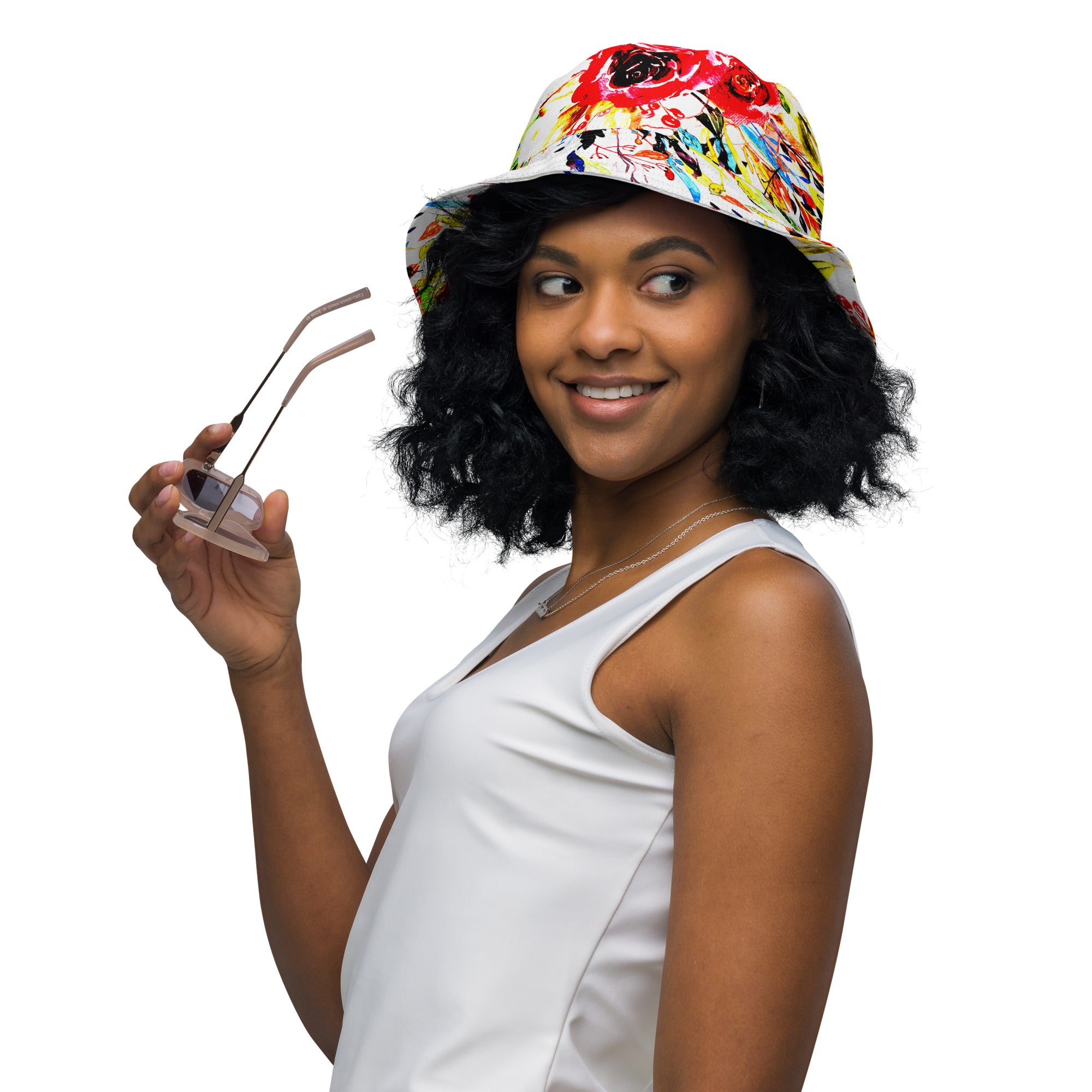 "Vibrant Blossoms: Embrace Every Hue with Our Colorful Floral Bucket Hat", lioness-love