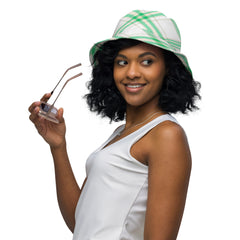 Classic Cool Green and White Plaid Bucket Hat", lioness-love