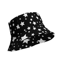 "Starry Night: Black and White Stars Bucket Hat", lioness-love