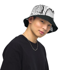 "Sleek Snakeskin Bucket Hat with Black Trim", lioness-love