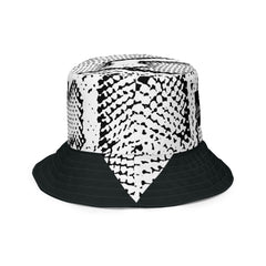 "Sleek Snakeskin Bucket Hat with Black Trim", lioness-love