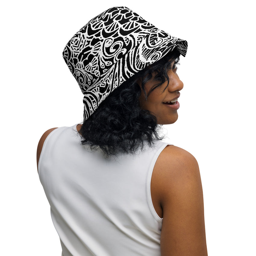 "Classic Contrast: Black and White Fashionable Bucket Hat", lioness-love