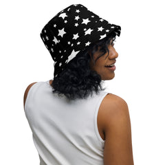 "Starry Night: Black and White Stars Bucket Hat", lioness-love